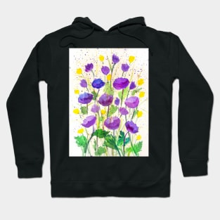 Purple poppies watercolor painting Hoodie